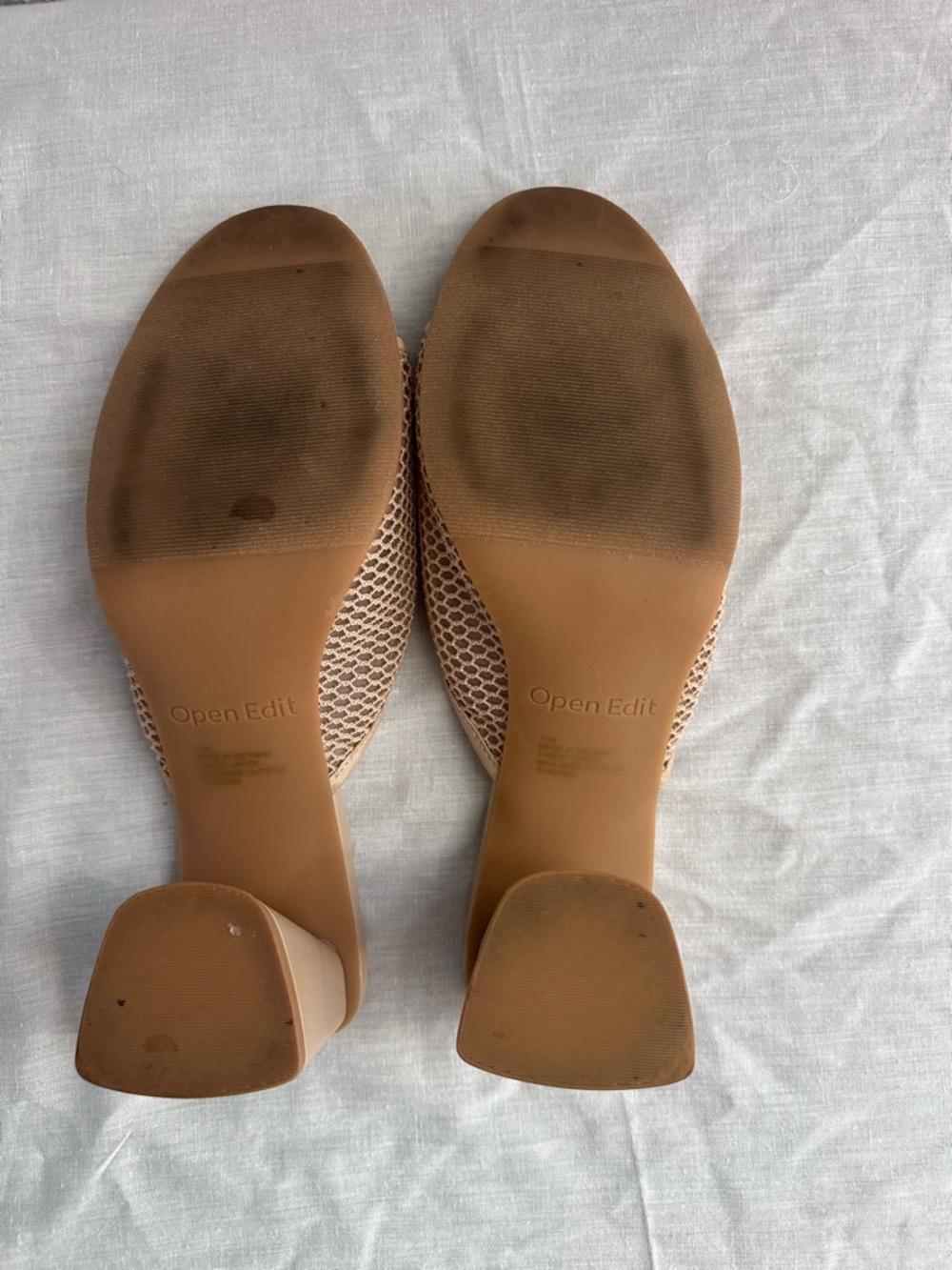 Open Edit Colette Mesh Mule Heels Beige Block Heel Sandals Size 11 - Picture 6 of 11